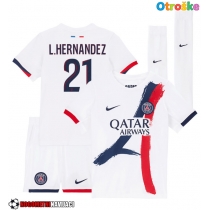 Otroške Nogometnih dresov Paris Saint-Germain Lucas Hernandez #21 Gostujoči 2025-26 Kratki rokavi (+ hlače)